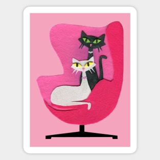 Mid Century Atomic Cats in Pink Chair Magnet